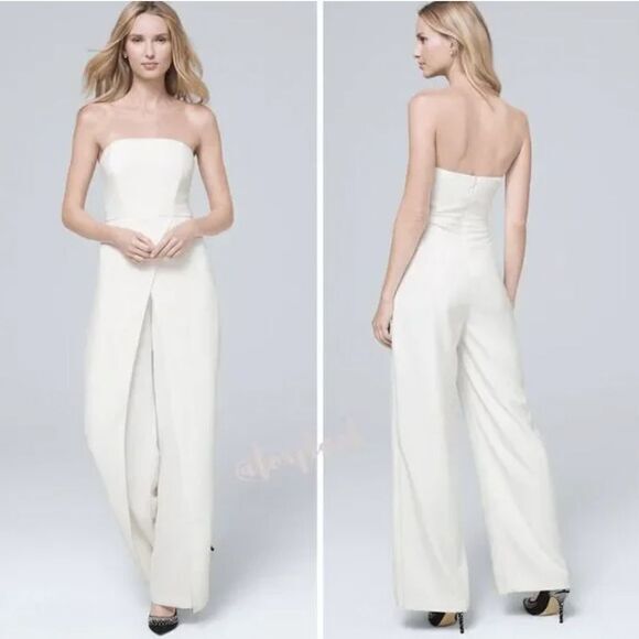 NEW‎ White House Black Market Convertible Strapless Split-Leg Jumpsuitsize 2